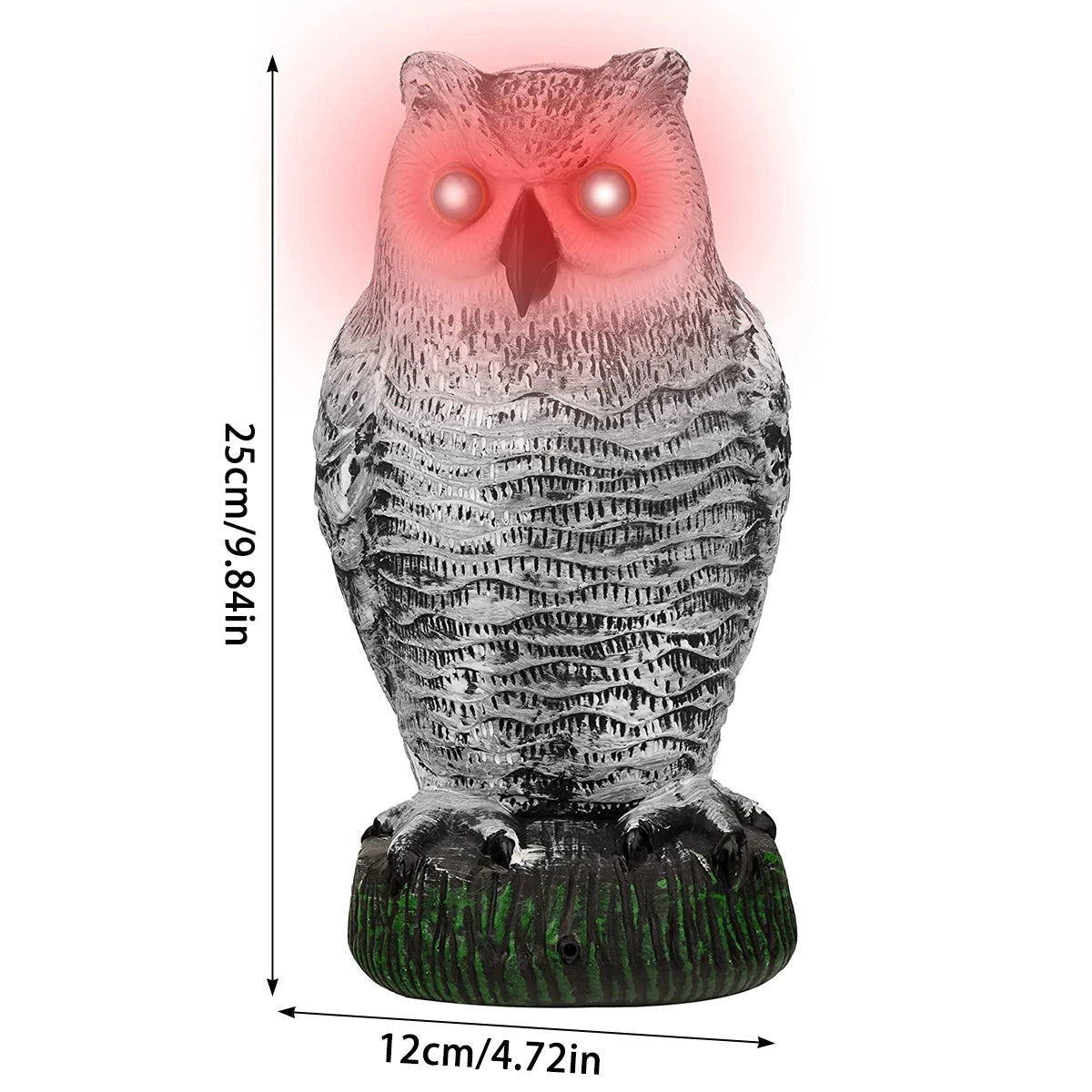 Realistic Owl Decoy Bird Repeller – Rotating Head Outdoor Pest Deterrent