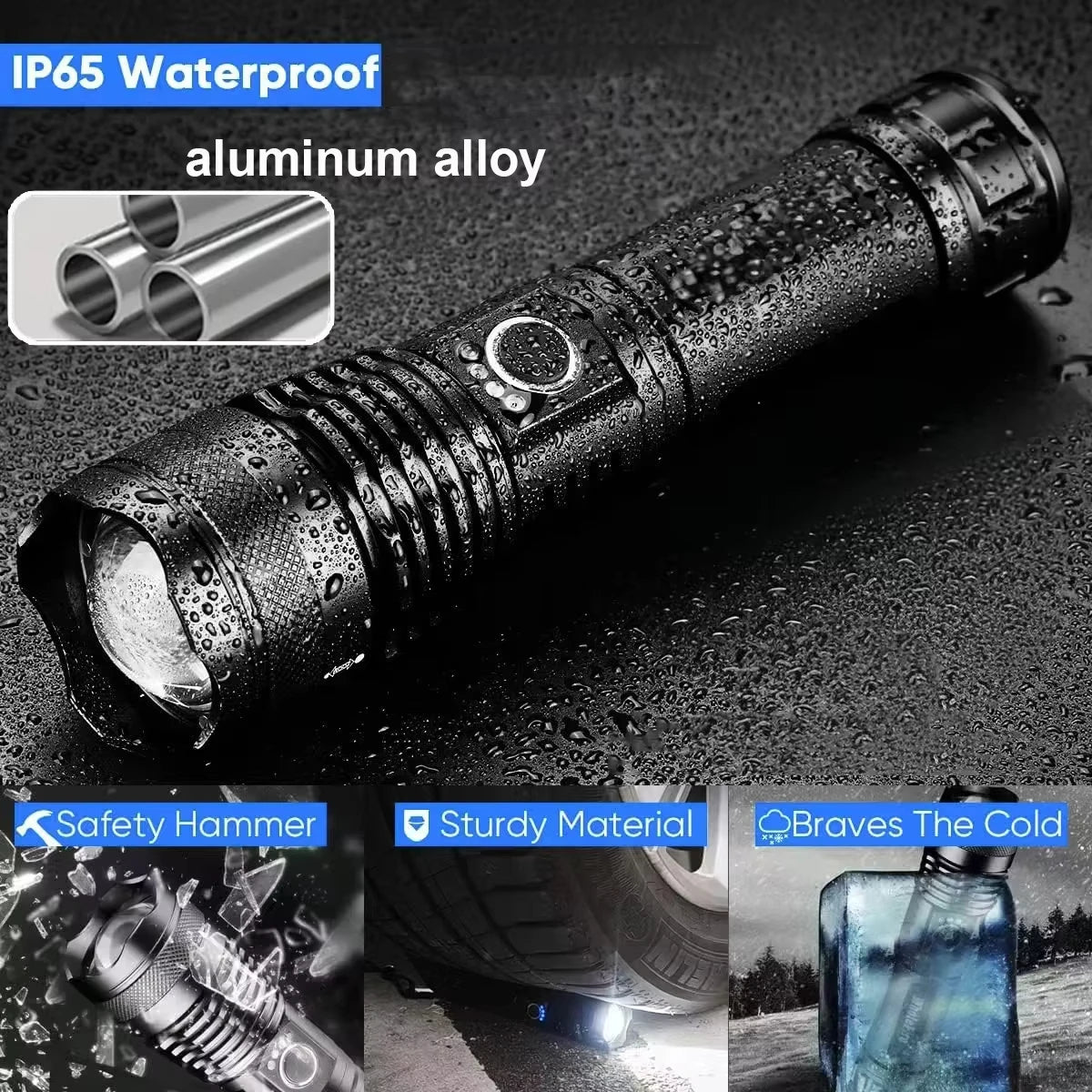 High-Lumen Rechargeable LED Flashlight – Powerful Outdoor Torch Light