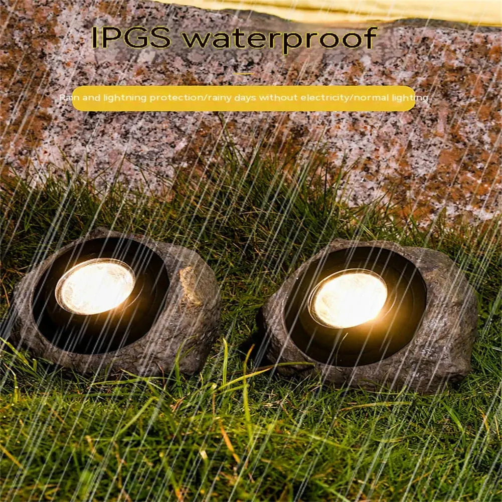 Solar Stonelight Pathway Garden Light – Decorative LED Rock Path Lamp