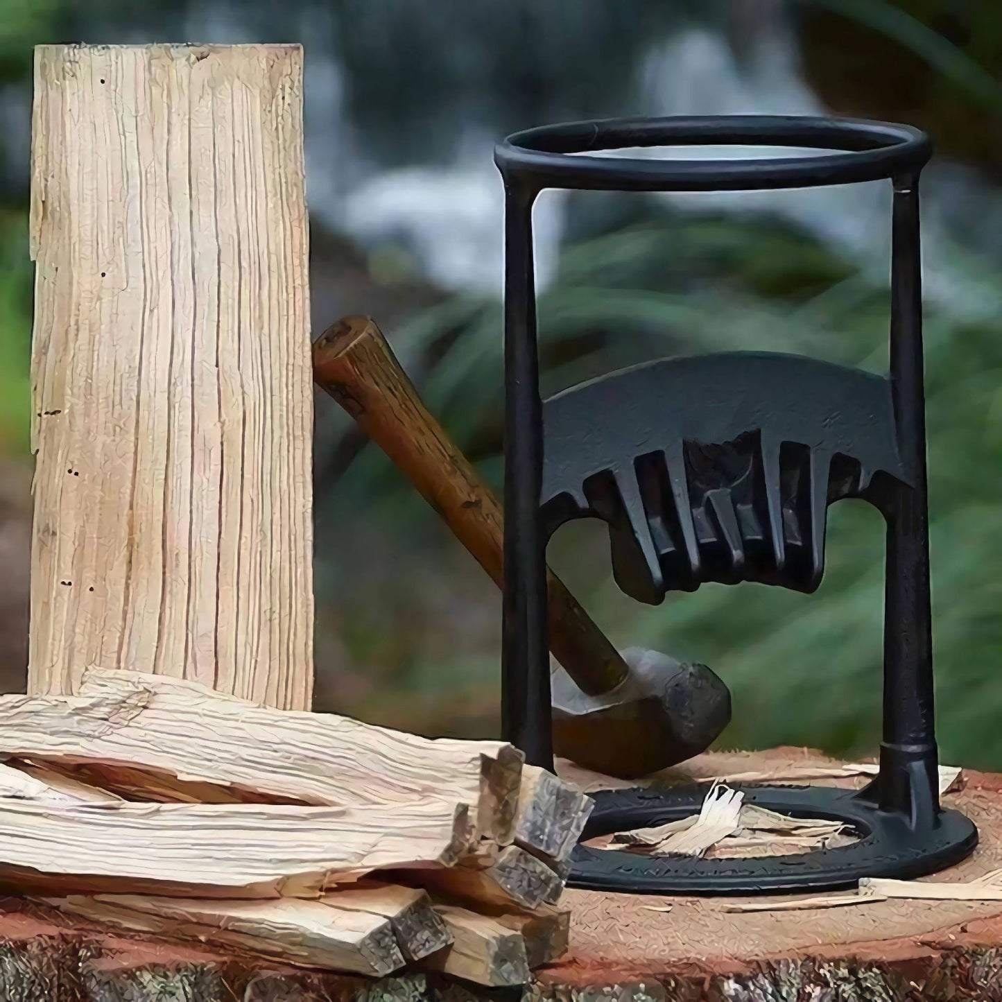Cast Iron Manual Firewood Log Splitter – Heavy-Duty Wood Splitting Wedge