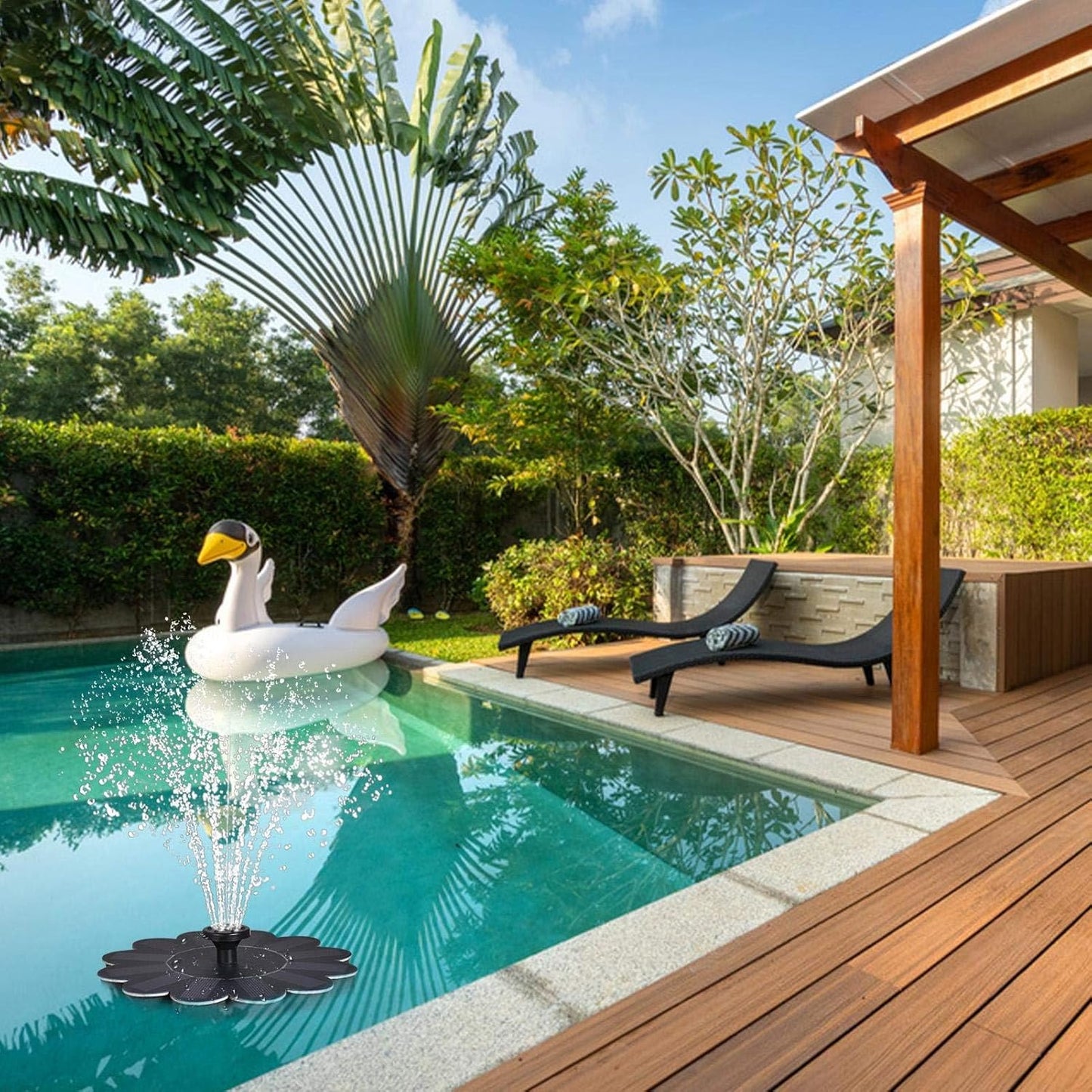 Flower-Shaped Solar Water Fountain – Decorative Pond & Pool Water Feature