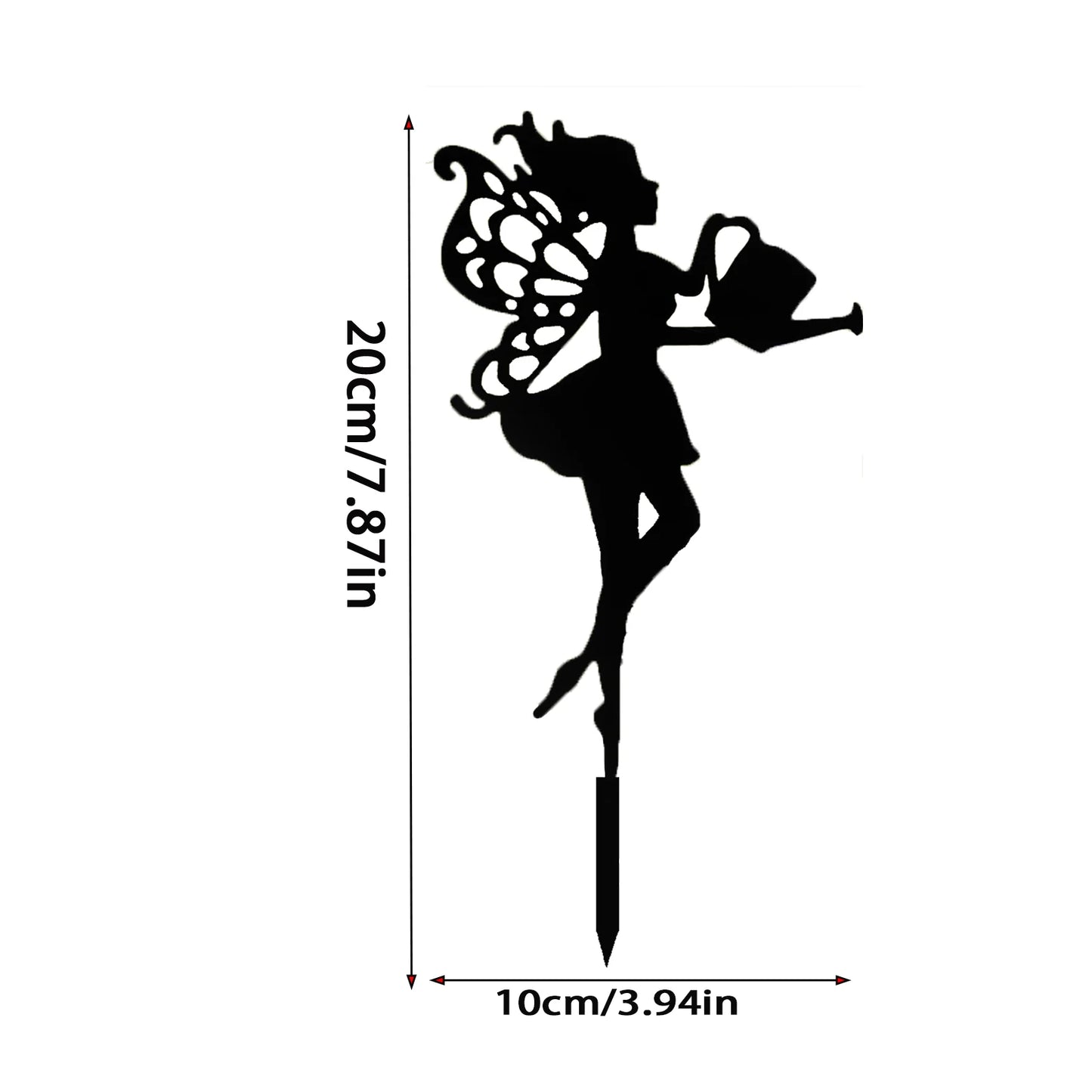 Fairy Garden Statue — Metal Silhouette Ornament for Pots & Borders