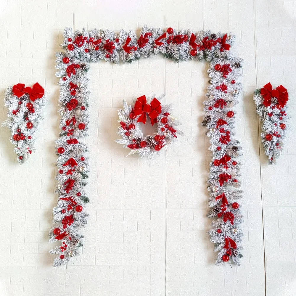Christmas Door Decoration Full Set – Festive Holiday Door Wreath & Garland Kit