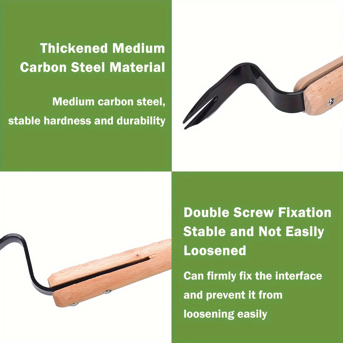 Stainless Steel Weed Puller with Wooden Handle – Stand-Up Garden Weeding Tool