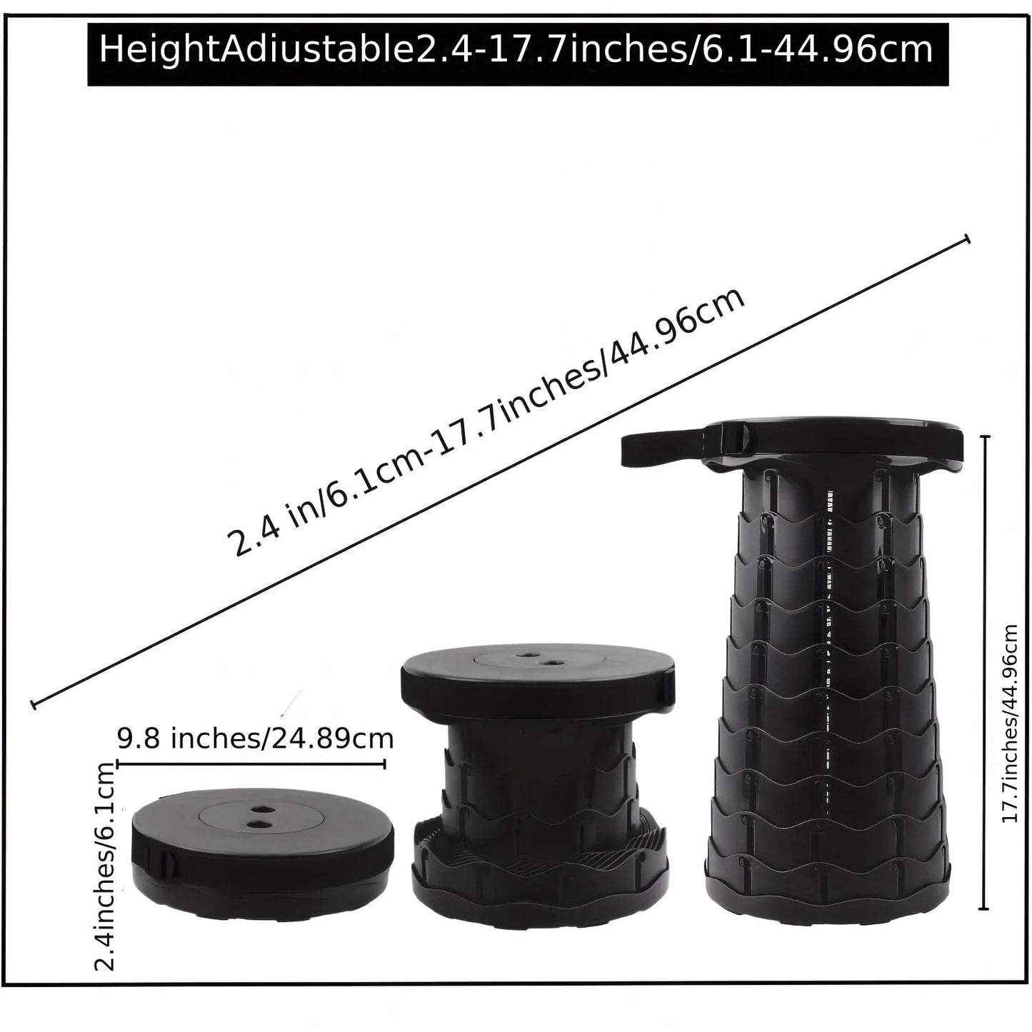 Collapsible Telescopic Folding Stool – Portable Lightweight Camping Seat