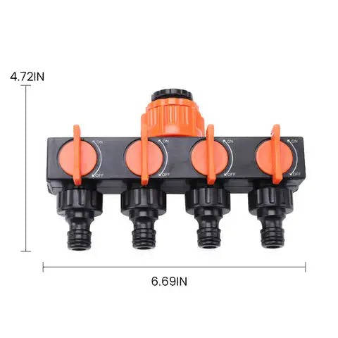4-Way Garden Hose Splitter – Adjustable Tap Connector for Multiple Hoses