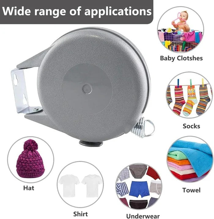 Retractable Washing Line with Swivel Wall Mount – Outdoor Clothes Drying Line
