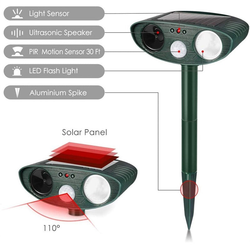 Solar Powered Ultrasonic Animal Repeller – Garden Pest & Wildlife Control