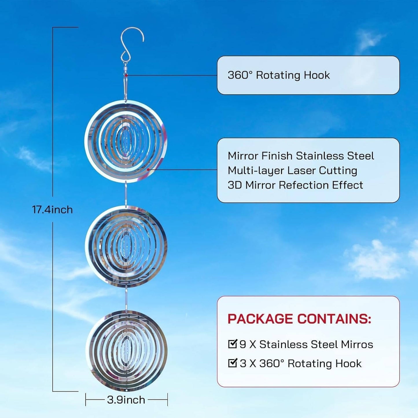 Outdoor Bird Scare Deterrent Device – Visual & Sound Bird Repeller