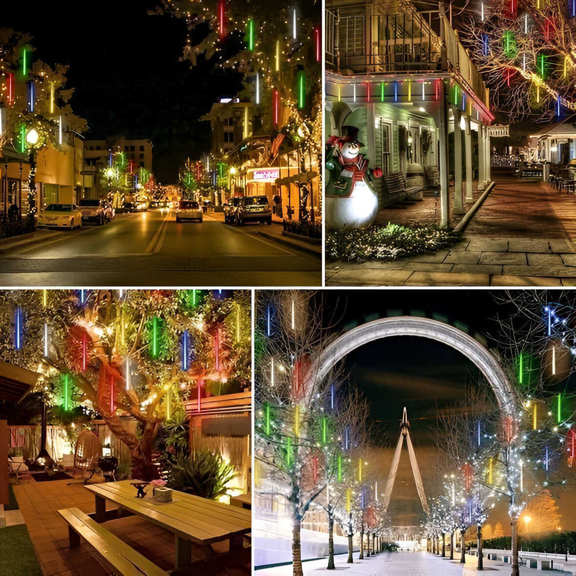 Snowfall LED Garland String Lights – Set of 8 Christmas Indoor Outdoor Lights