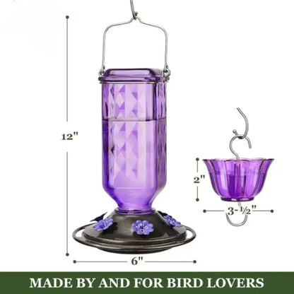 24oz Leak-Proof Glass Hummingbird Feeder – Outdoor Wild Bird Feeding Station