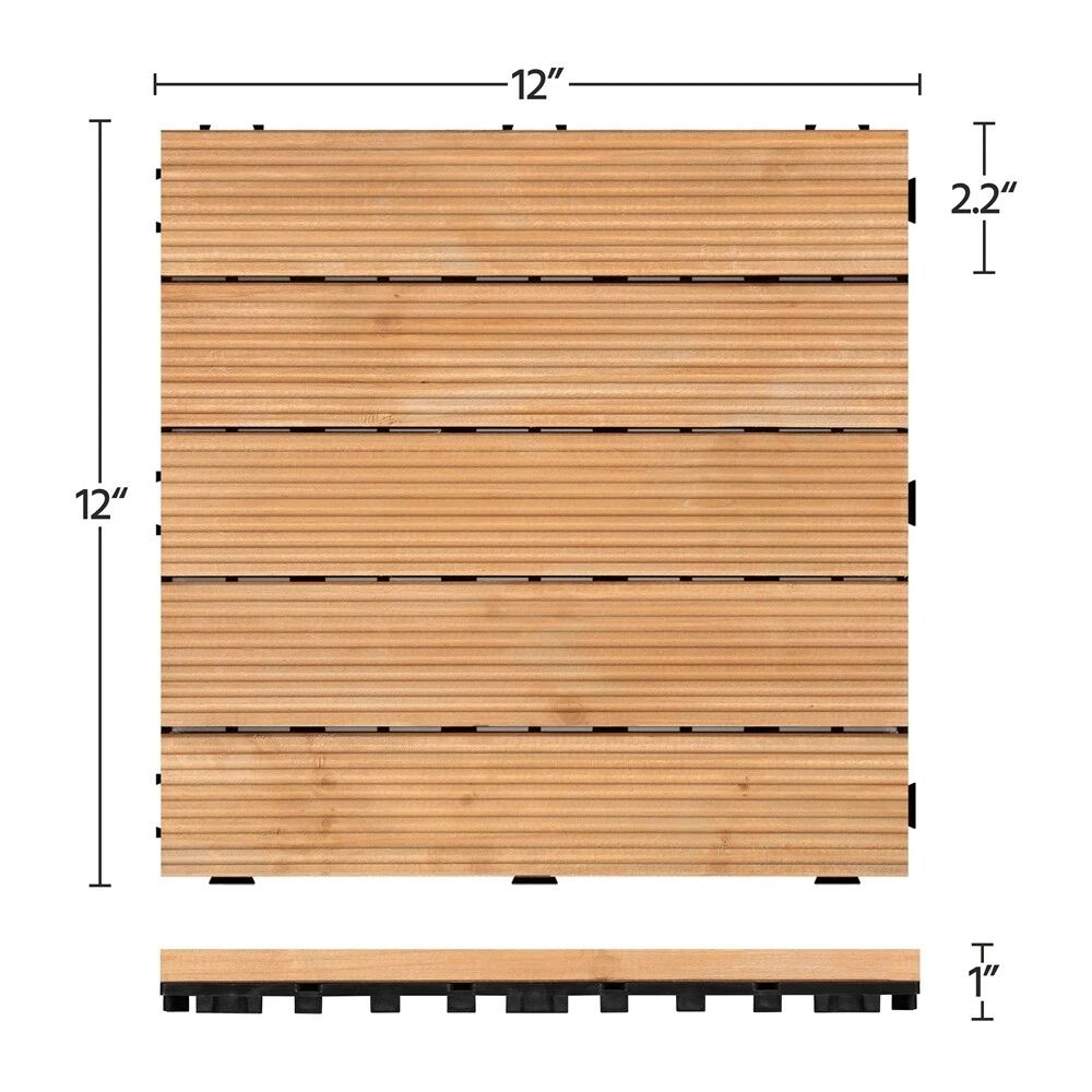 Interlocking Outdoor Wood Deck Tiles 27-Pack – Patio Flooring Garden Tiles