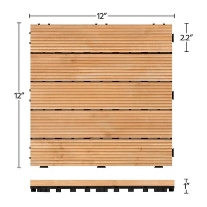 Interlocking Outdoor Wood Deck Tiles 27-Pack – Patio Flooring Garden Tiles