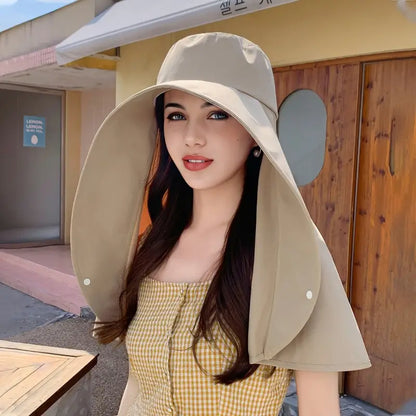 Women's Wide Brim Sun Protection Shawl Hat – UPF 50+ Outdoor Sun Hat