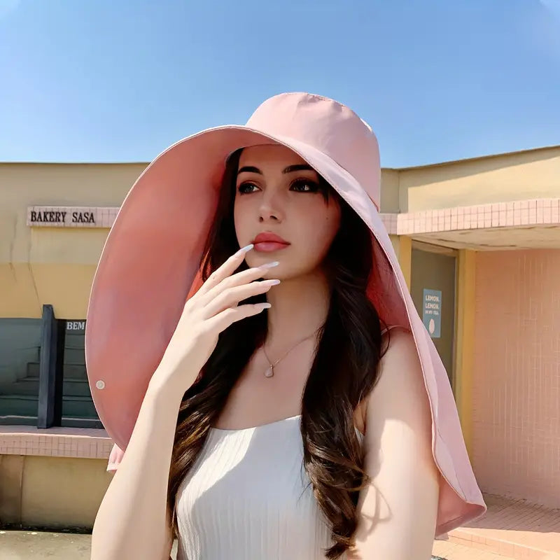 Women's Wide Brim Sun Protection Shawl Hat – UPF 50+ Outdoor Sun Hat
