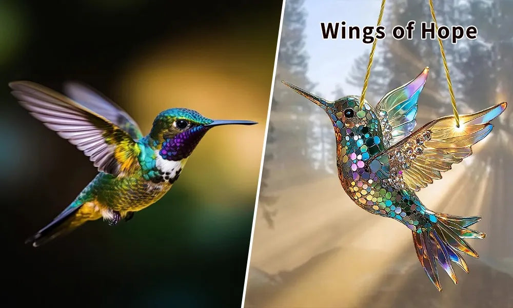 Hummingbird Suncatcher Window Hanging – Colorful Glass Bird Decoration