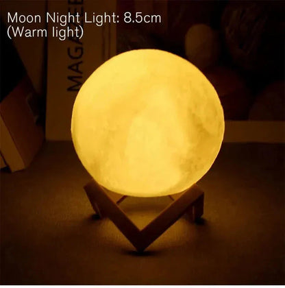 Starry Moon LED Night Lamp – Decorative 3D Moon Galaxy Bedside Table Light