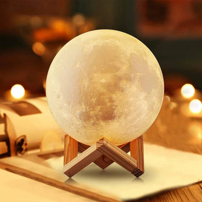 Starry Moon LED Night Lamp – Decorative 3D Moon Galaxy Bedside Table Light