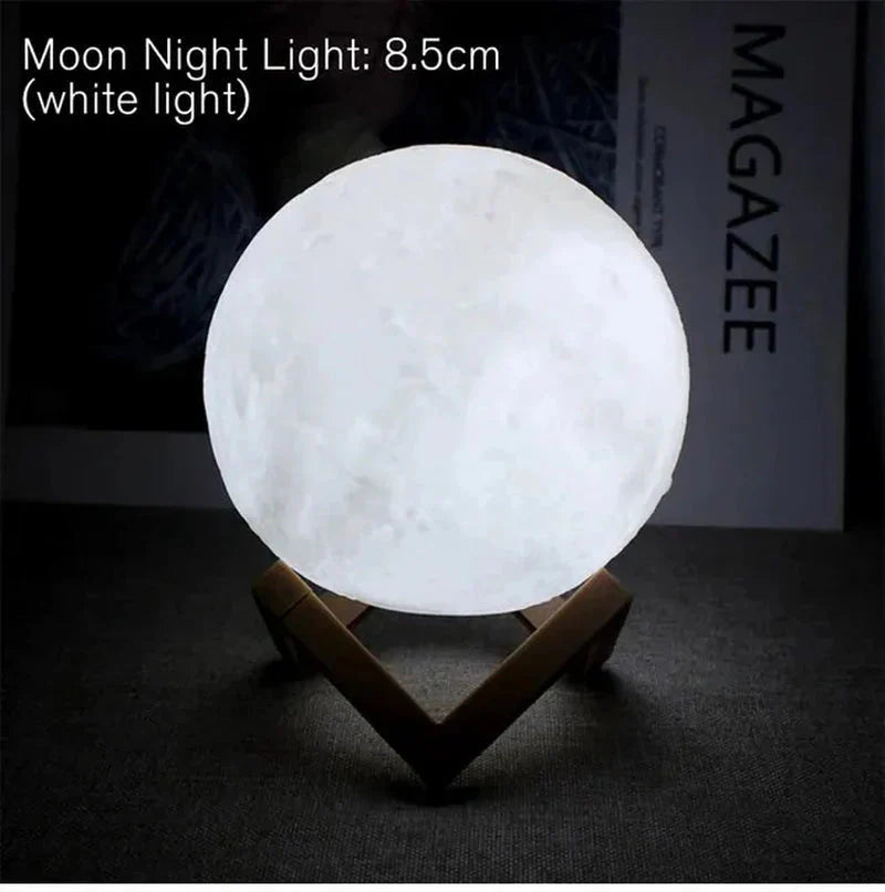 Starry Moon LED Night Lamp – Decorative 3D Moon Galaxy Bedside Table Light