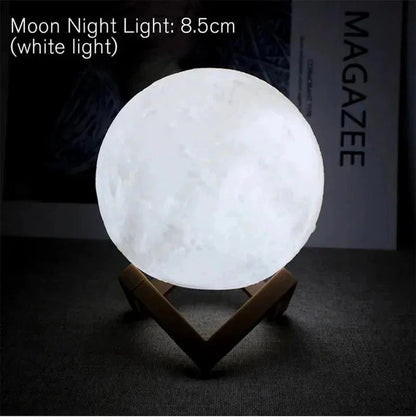Starry Moon LED Night Lamp – Decorative 3D Moon Galaxy Bedside Table Light