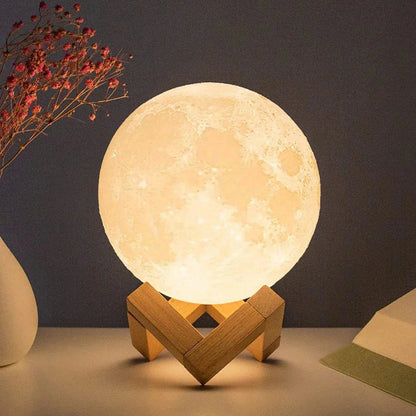 Starry Moon LED Night Lamp – Decorative 3D Moon Galaxy Bedside Table Light