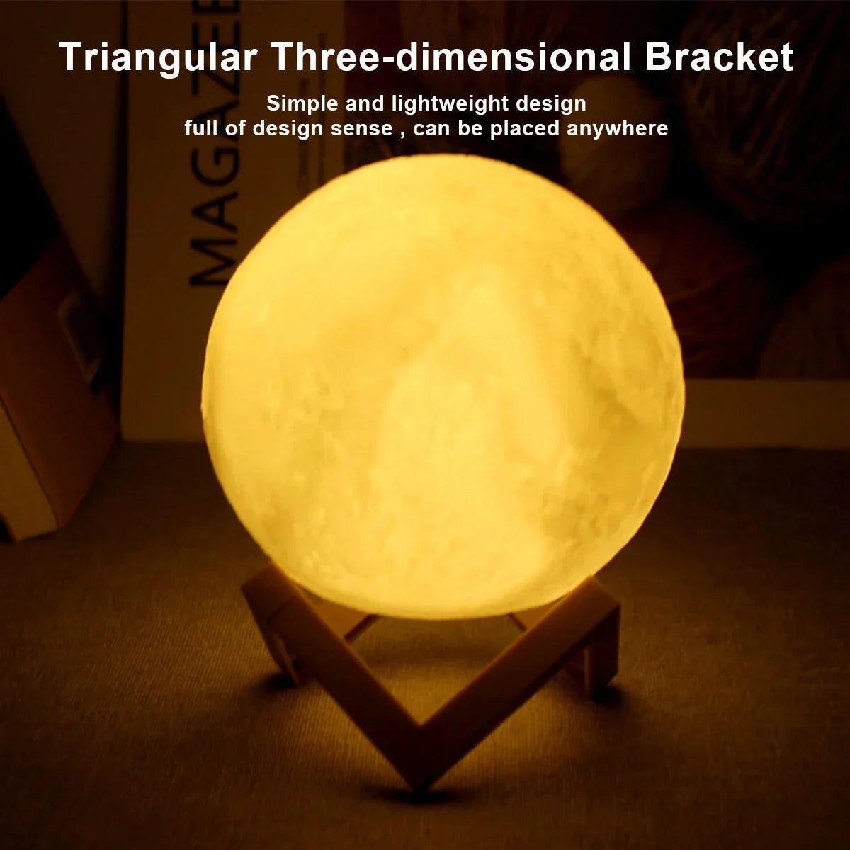Starry Moon LED Night Lamp – Decorative 3D Moon Galaxy Bedside Table Light