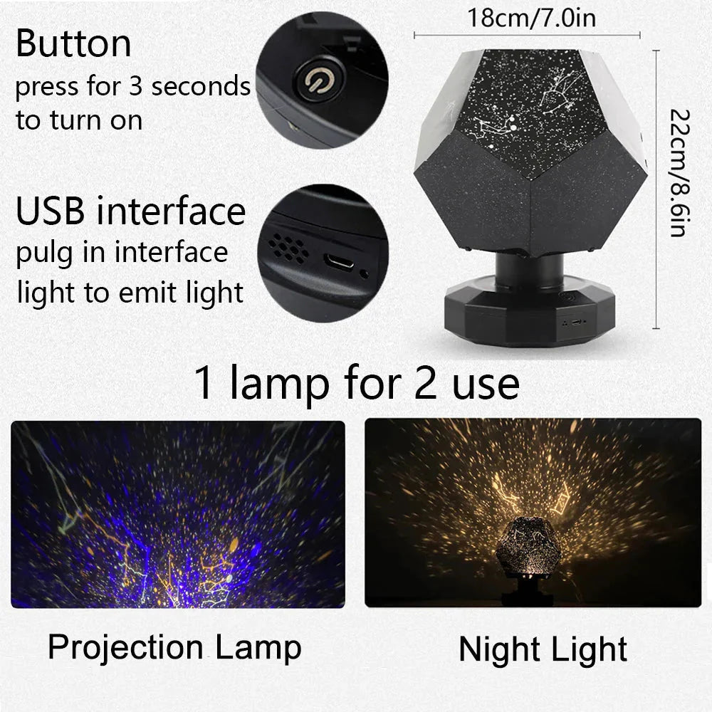 Star Projector Night Light – Galaxy Starry Sky LED Projector for Bedroom