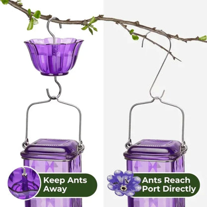 24oz Leak-Proof Glass Hummingbird Feeder – Outdoor Wild Bird Feeding Station