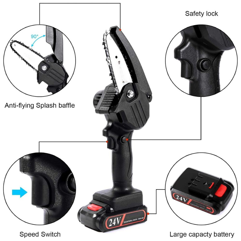 24V Mini Cordless Chainsaw – Compact Electric Battery Powered Chain Saw