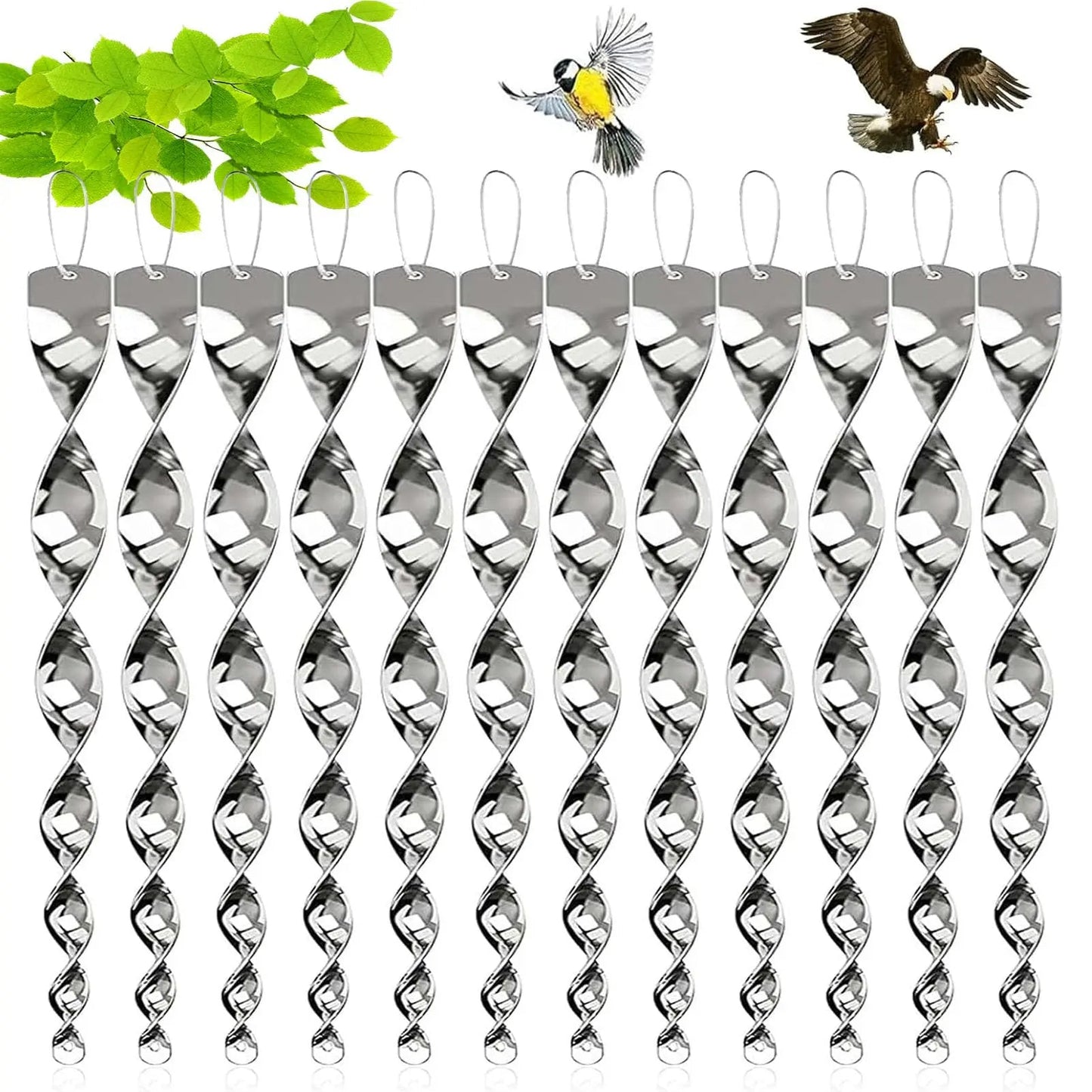 Reflective Bird Deterrent Spiral Rods – Garden Pest Scarer Wind Spinners
