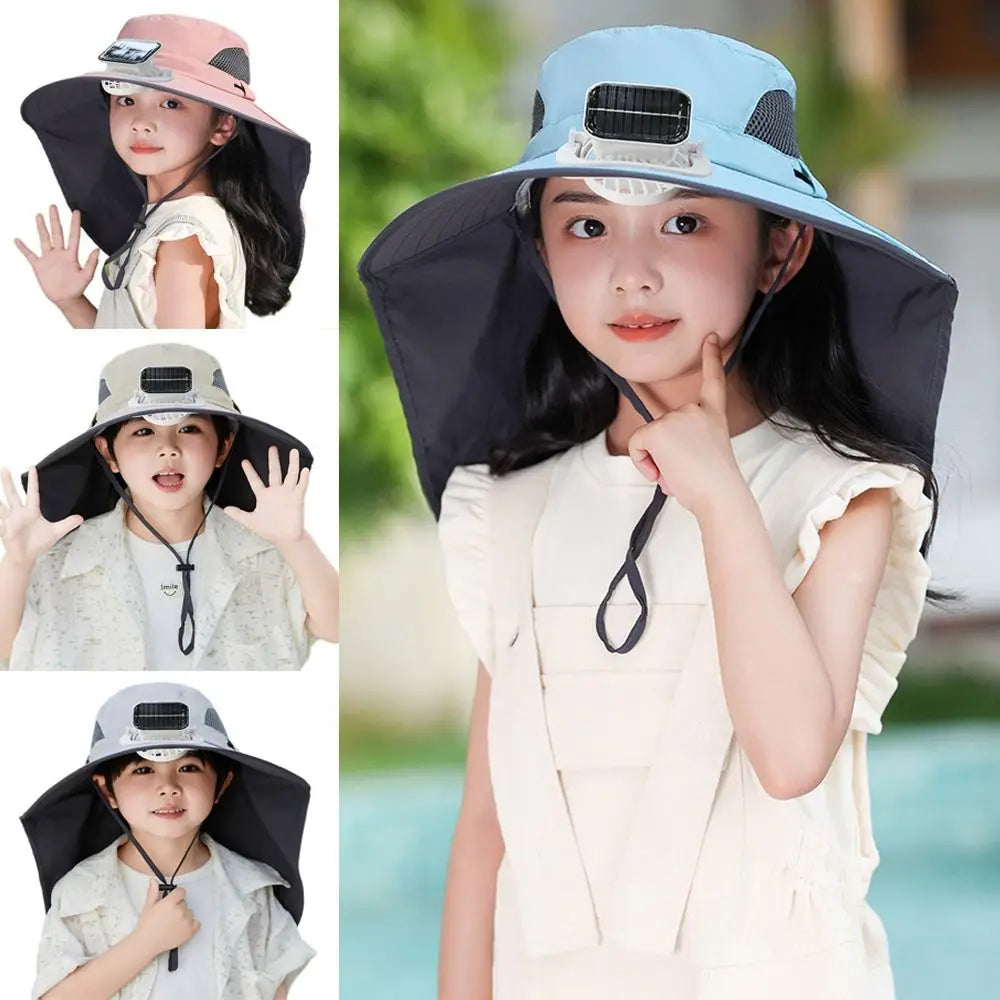 Adjustable Kids Solar Fan Hat – Children's UV Protection Cooling Outdoor Hat