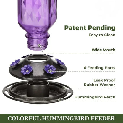 24oz Leak-Proof Glass Hummingbird Feeder – Outdoor Wild Bird Feeding Station