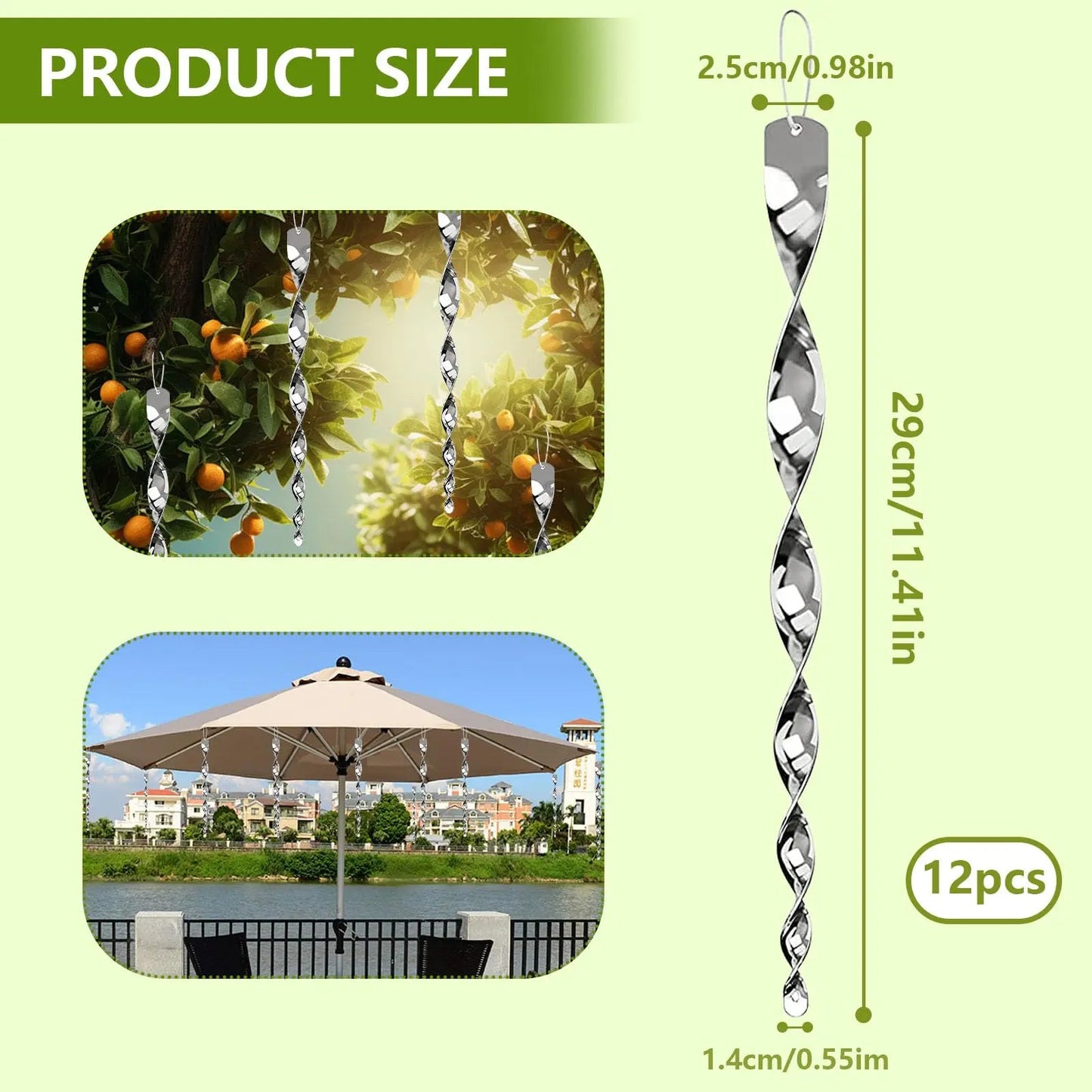 Reflective Bird Deterrent Spiral Rods – Garden Pest Scarer Wind Spinners