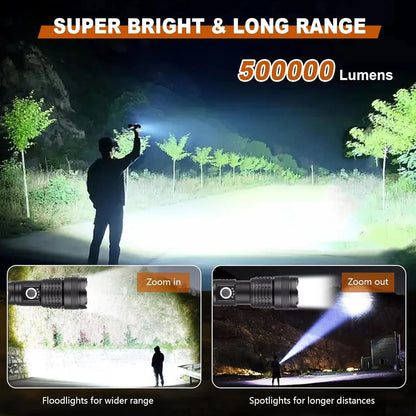 High-Lumen Rechargeable LED Flashlight – Powerful Outdoor Torch Light