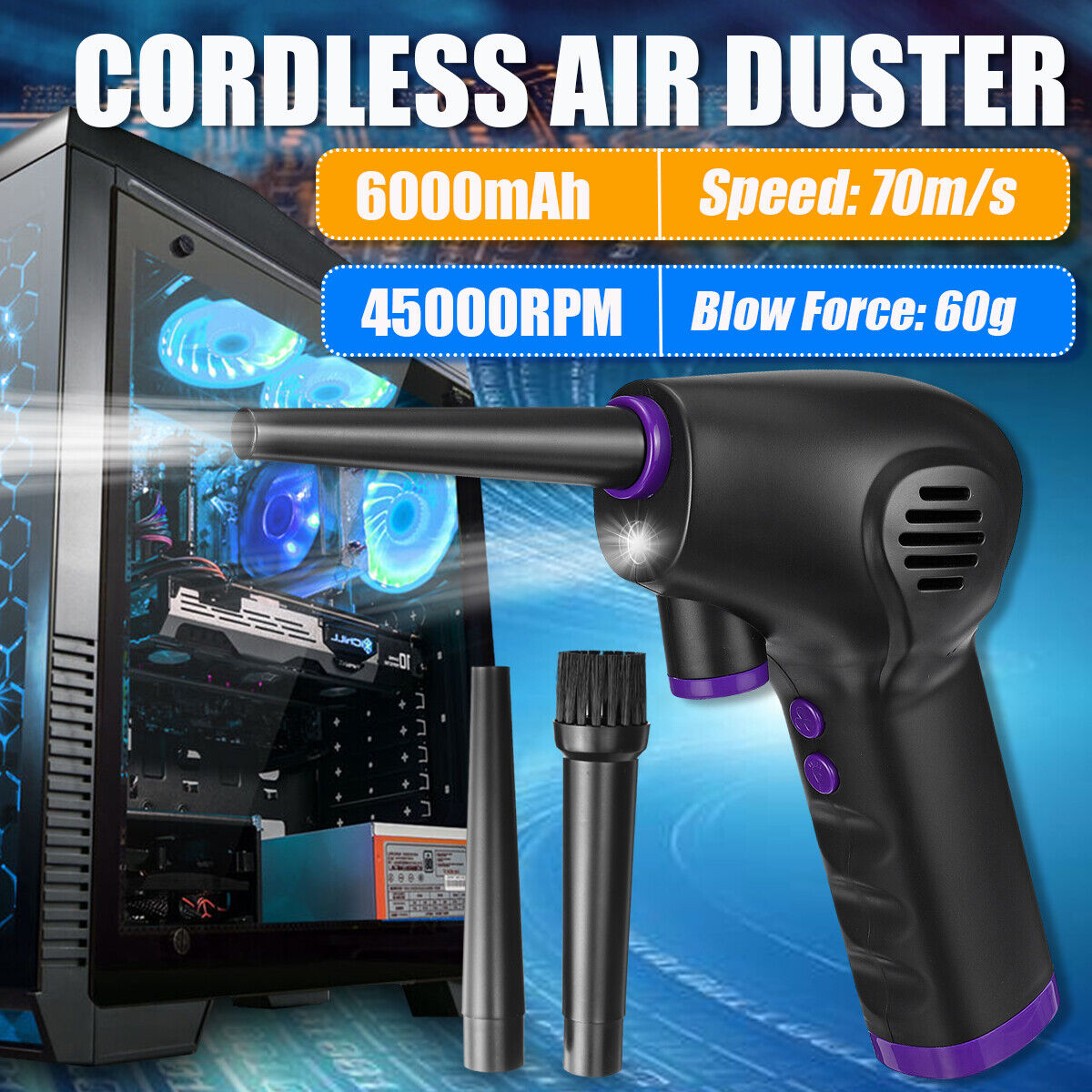 Cordless Air Duster – Rechargeable Electric Compressed Air Blower for Electronics