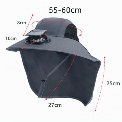 Solar Fan Hat with Wide Brim – UV Protection Cooling Outdoor Sun Hat