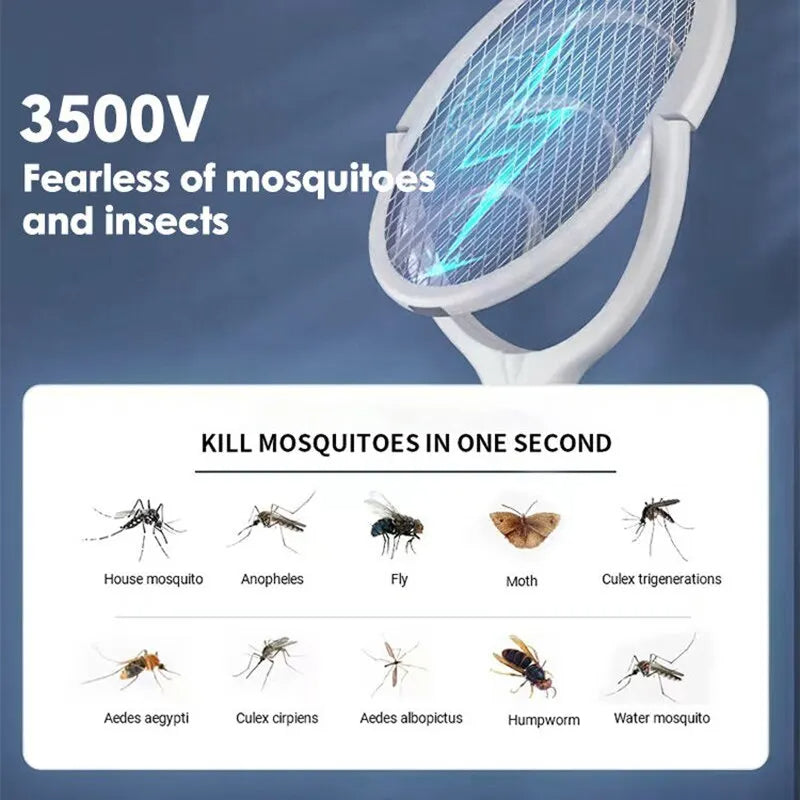 5-in-1 Fast Charging Bug Zapper Racket – Electric Mosquito & Fly Killer