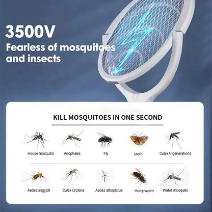 5-in-1 Fast Charging Bug Zapper Racket – Electric Mosquito & Fly Killer