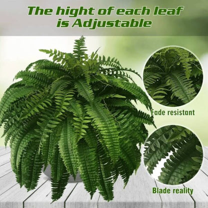 UV-Resistant Artificial Boston Fern – Realistic Fake Indoor/Outdoor Fern Plant