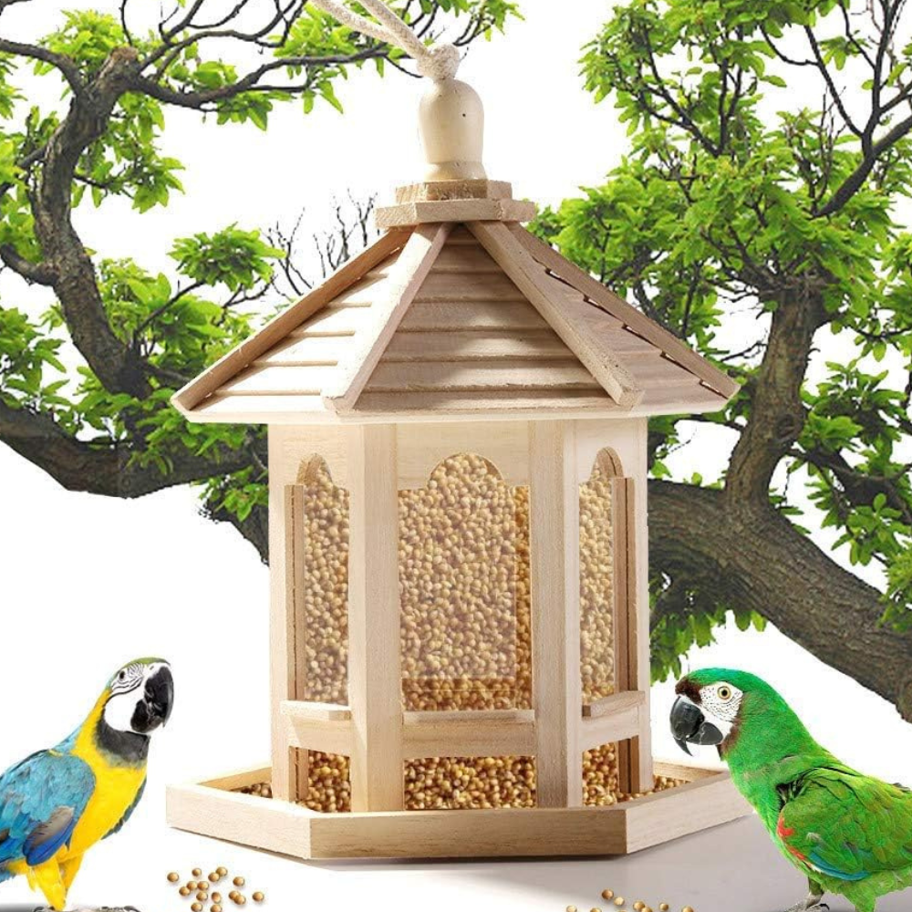 Wooden Clear Bird Feeder – Transparent Window Bird Feeding Station