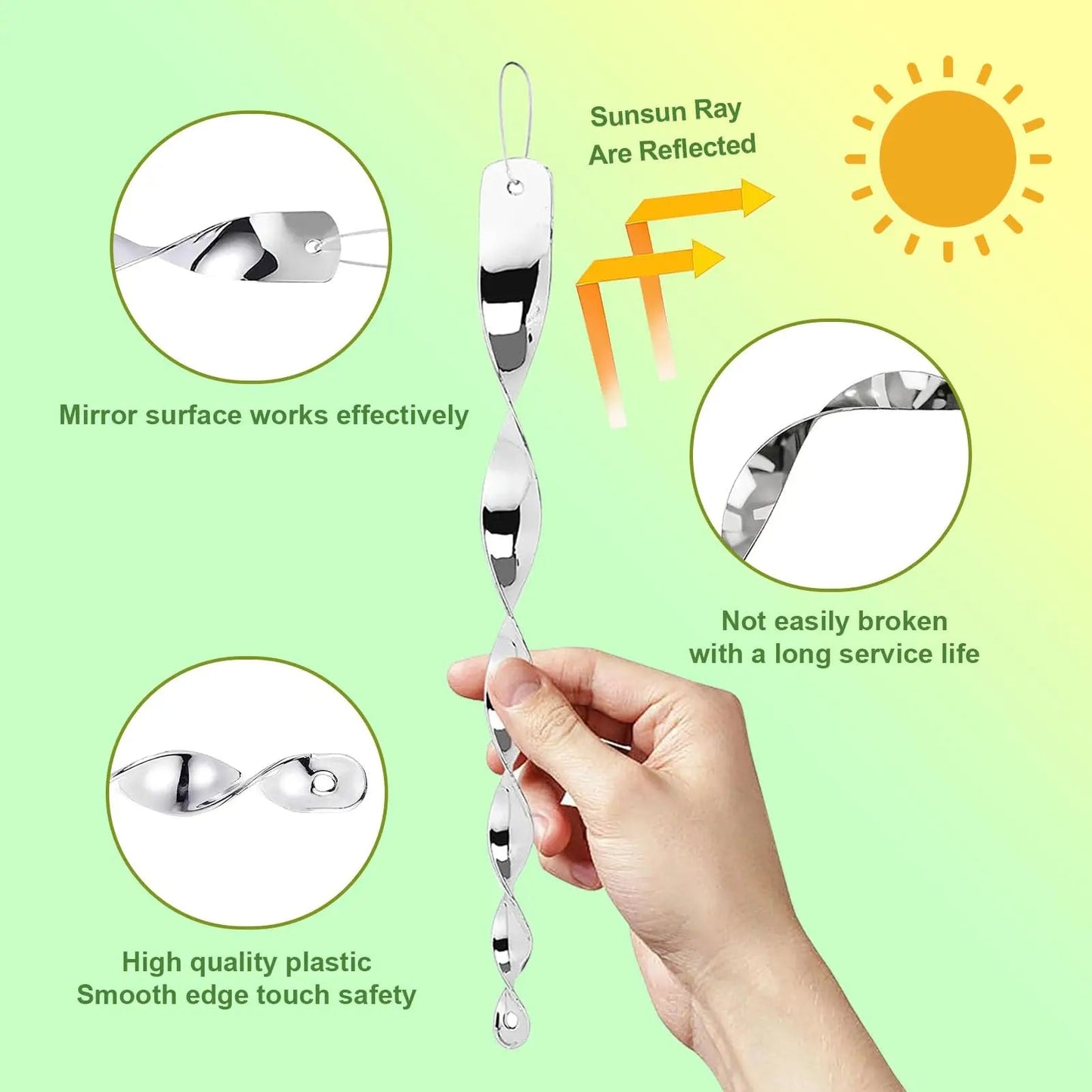 Reflective Bird Deterrent Spiral Rods – Garden Pest Scarer Wind Spinners