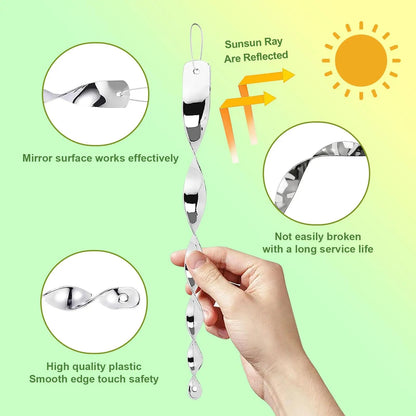 Reflective Bird Deterrent Spiral Rods – Garden Pest Scarer Wind Spinners