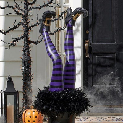 Witch Leg Halloween Yard Stakes – Set of 2 Outdoor Garden Decorations