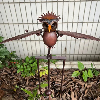 Metal Bird Garden Sculpture – Outdoor Patio Wind Spinner Art Decoration