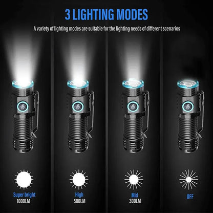 Compact Rechargeable LED Flashlight Torch – Portable Pocket-Size Bright Torch