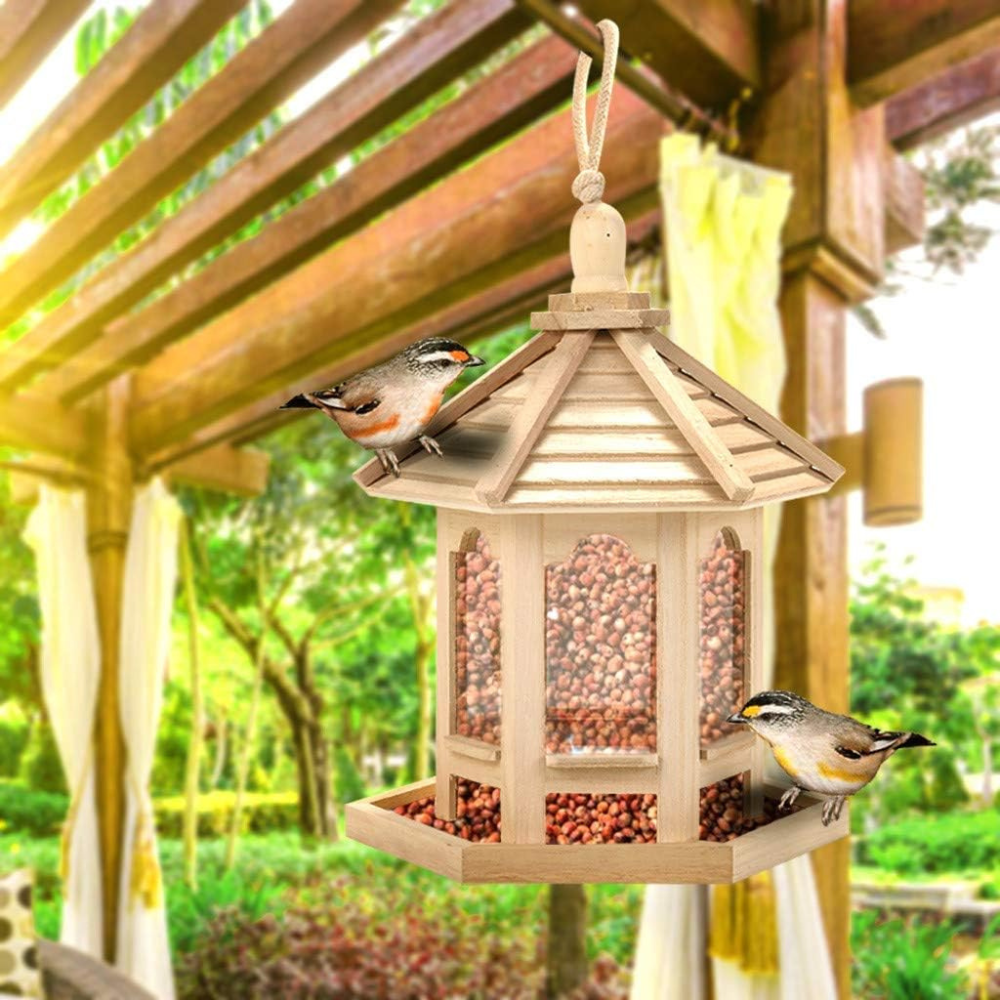Wooden Clear Bird Feeder – Transparent Window Bird Feeding Station
