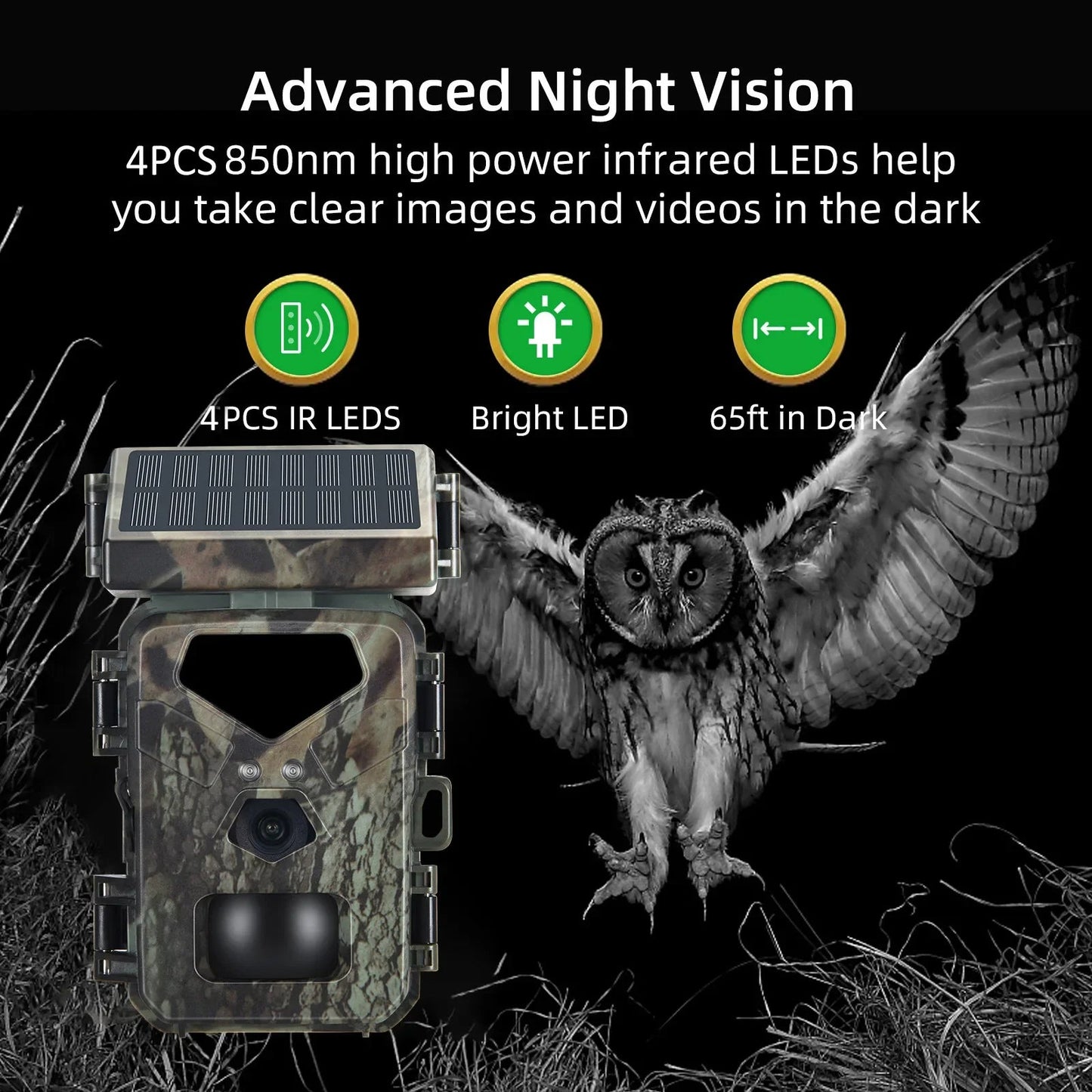 Compact Solar Trail Camera – Outdoor Wildlife & Security Monitoring Camera