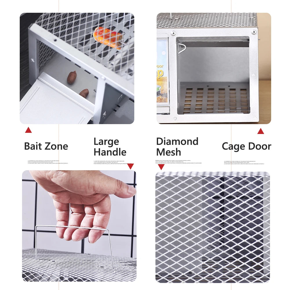 Single-Door Reusable Metal Mouse Trap Cage – Humane Live Catch Rodent Trap