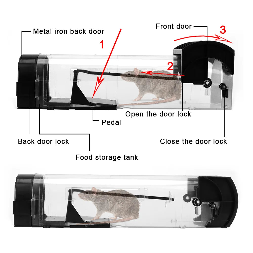 Self-Locking Reusable Humane Mouse Trap – Catch & Release Rodent Trap