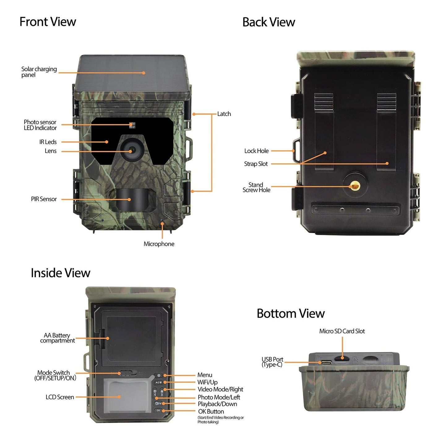 Solar Powered Night Vision Trail Camera – HD Wildlife Security Camera